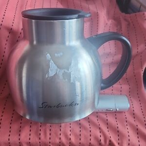 Starbucks Chubby non tip/skid thermal  stainless steel plastic handle & lid ...